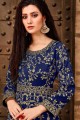Taffeta Anarkali Suits in Royal Blue with Silk