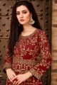 Taffeta Silk Red Anarkali Suits with dupatta