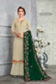 Psatle Green Pallazzo Pant Palazzo Suits in Silk with Georgette