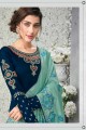 Blue Georgette Silk Palazzo Suits
