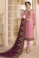 Georgette Satin Churidar Suits in Baby Pink