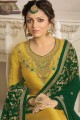 Yellow Satin Georgette Churidar Suits with dupatta