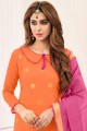 Cotton Orange Churidar Suits dupattta