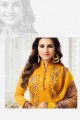 Musturd Yellow Churidar Suits in Silk with Silk