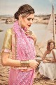 Embroidered Net & Lycra Pink Saree Blouse