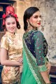 Embroidered Satin & Silk sea Green Saree Blouse