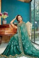 Pastel & Teal Green Georgette Embroidered Saree with Blouse