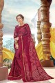 Embroidered Georgette Maroon Saree Blouse