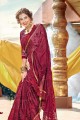 Embroidered Georgette Maroon Saree Blouse
