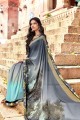 Saree in Grey Georgette with Printed
