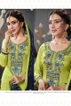 Light Green Patiala Suits in Silk with Cotton