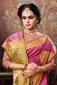 Pink Cotton & Silk Weaving Saree with Blouse
