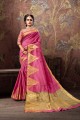 Pink Cotton & Silk Weaving Saree with Blouse