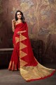 Weaving Cotton & Silk Saree in Red