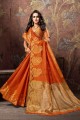Alluring Cotton & Silk Orange Saree in Weaving