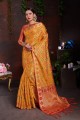 Art Silk Musturd Yellow Saree in Weaving