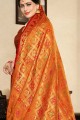 Fascinating Orange Saree with Weaving Art Silk