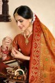 Fascinating Orange Saree with Weaving Art Silk