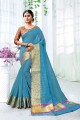 Cotton & Silk Saree with Weaving in Blue
