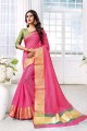 Pink Saree in Weaving Cotton & Silk