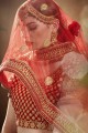 Fascinating Red Velvet Bridal Lehenga Choli