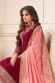 Maroon Churidar Suits with Satin Georgette