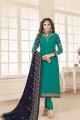 Georgette Churidar Suits in Turquoise Blue with Georgette