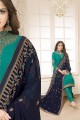 Georgette Churidar Suits in Turquoise Blue with Georgette
