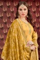 Art Silk Patiala Suits with Art Silk in Yellow