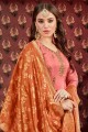Art Silk Patiala Suits in Peach with Art Silk