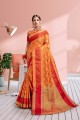 Art Silk Saree with Weaving in Orange