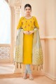 Yellow Cotton Churidar Suits with Cotton