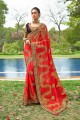 Appealing Orange Saree in Embroidered Georgette