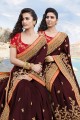 Embroidered Silk Saree in Maroon with Blouse