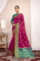 Cotton & Silk Pink & Magenta Saree in Weaving