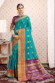 Cotton & Silk Saree in sky Blue with Weaving