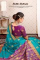 Cotton & Silk Saree in sky Blue with Weaving