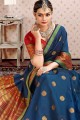 Blue Cotton & Silk Weaving Saree with Blouse