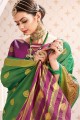 Saree in Green Cotton & Silk with Weaving