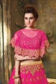 Fashionable Rani pink Jacquard net Lehenga Choli