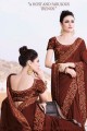 Stunning Brown Embroidered Silk Saree