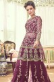 Net Sharara Suits in Wine  with Net
