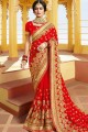 Red Georgette Saree with Embroidered