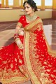Gorgeous Embroidered Georgette Saree in Red