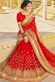 Appealing Red Embroidered Saree in Georgette