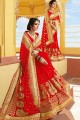 Elegant Georgette Embroidered Red Saree with Blouse