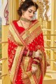 Adorable Embroidered Saree in Red Georgette