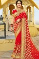 Stylish Red Saree in Georgette with Embroidered