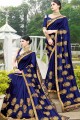 Classy Silk Saree in Royal Blue with Embroidered