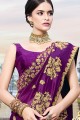 Purple Saree with Embroidered Silk